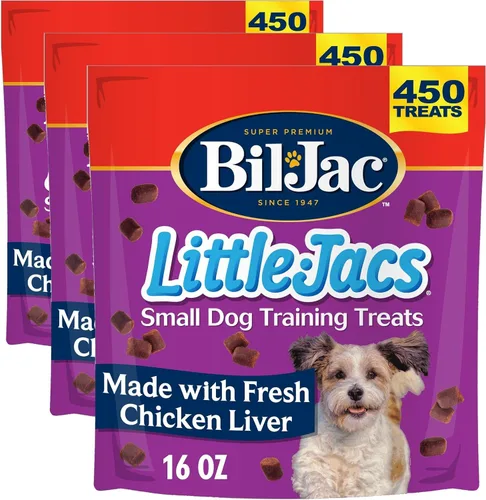 Bil-Jac Little-Jacs - Golosinas suaves de entrenamiento para perros con hígado de pollo, 16 onzas (paquete de 3)