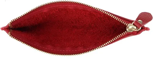 Vista 3 de BTSKY Estuche de cuero genuino para lápices - Estuche con cremallera para bolígrafos Bolsa de papelería Bolsa con cremallera Soporte para lápices