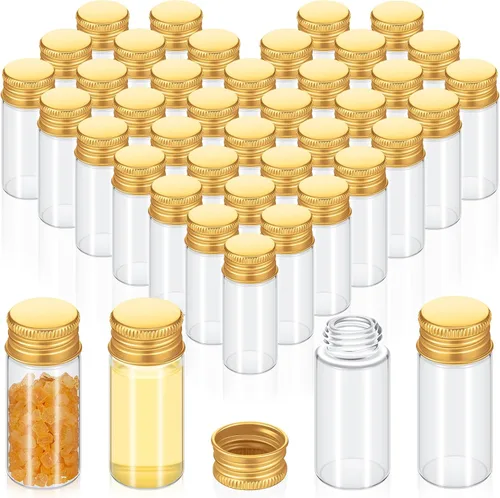 Vista 12 de Didaey 100 frascos pequeños transparentes para especias con tapas, mini botellas de vidrio con tapas de metal de aluminio, pequeños frascos