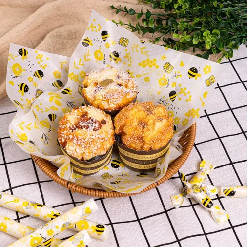 Vista 5 de 100 piezas de hojas de papel encerado para alimentos, papel encerado de Bee Day, envoltorios de sándwich, envoltorios para delicatessen