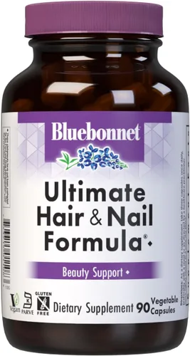 BlueBonnet Nutrition Ultimate - Fórmula para cabello y uñas, vitaminas, minerales, nutrientes especiales para belleza interior, sin gluten,