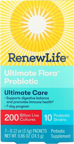 Renew Life Ultimate Flora - Probiótico Ultimate Care para adultos, 200 mil millones, 7 paquetes (el paquete puede variar)