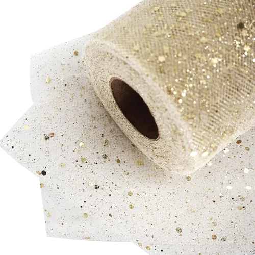 Vista 19 de Rollos de tela de tul con purpurina de 6 pulgadas, 50 yardas (150 pies) de cinta brillante con lentejuelas y lunares para bricolaje, falda tutú