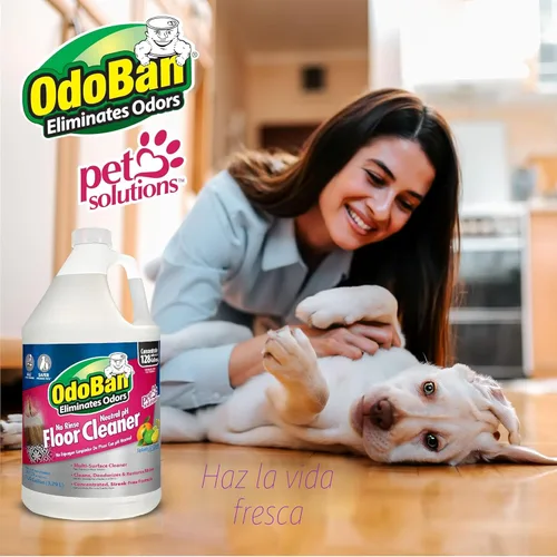 Vista 4 de OdoBan Pet Solutions Limpiador Concentrado de Pisos sin Enjuague pH Neutro, Hecho en Estados Unidos, Aroma a Salpicadura de Cítricos, 2 Galones