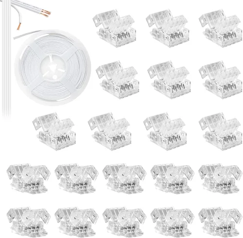 Vista 10 de VIPMOON Kit de conector de tira LED de 4 pines de 0.394 in y cable de extensión de tira LED RGB de 32.8 pies, tira de 4 pines a cable, conexión