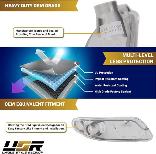 Vista 8 de USR DEPO 01-07 W203 Clase C - Juego de luces laterales transparentes para parachoques (izquierda + derecha) compatible con Mercedes Benz W203 Clase