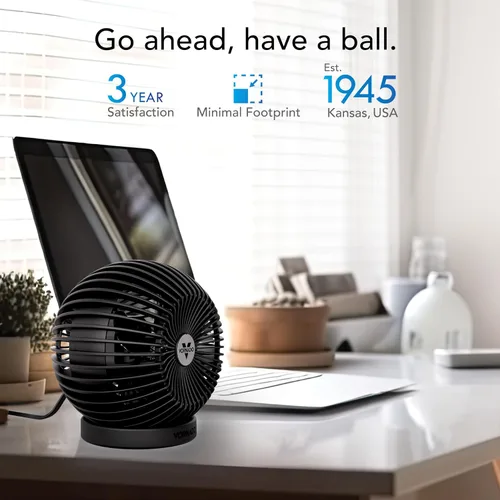 Vista 10 de Ventilador personal ajustable Vornado SPHERE, funcionamiento silencioso, flujo de aire de enfriamiento dirigido, 2 ajustes de velocidad, control