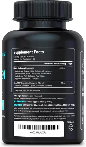 Vista 7 de Vital Vitamins Píldoras de colágeno múltiple (150 unidades) + refuerzo cerebral Plus (60 unidades)