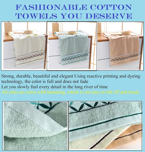 Vista 4 de Paquete de 2 toallas de mano, de algodón, toallas 100% algodón para el rostro, toalla suave duradera y altamente absorbente para baño, de lujo