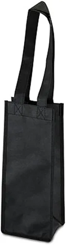 Vista 3 de True Bolsa de vino reutilizable con divisores, plegable 2 botellas para viajes, picnic, comestibles, camping, compras, negro, juego de 1