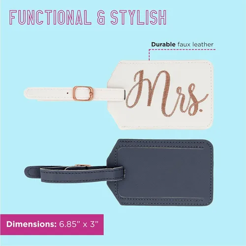 Vista 3 de Miamica Etiquetas de equipaje Mrs. & Mr, Gris y Blanco, Mr. & Mrs.