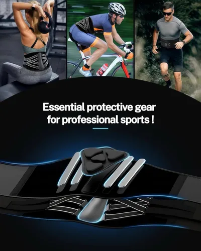 Vista 8 de Soporte de espalda para aliviar el dolor de espalda baja, cinturón de apoyo lumbar para hernia de disco, ciática, escoliosis, diseño transpirable