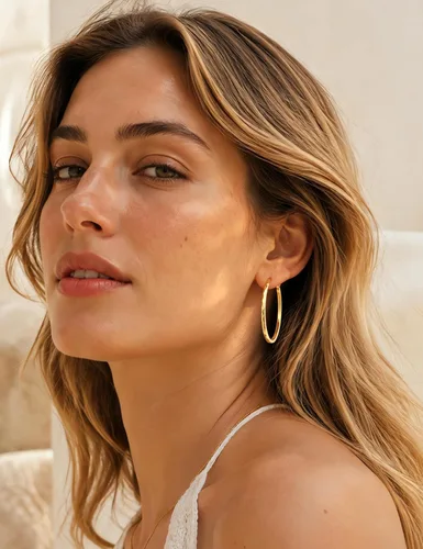 Vista 9 de Aretes de aro de corte de diamante para mujer, aro ligero y fino Dorado