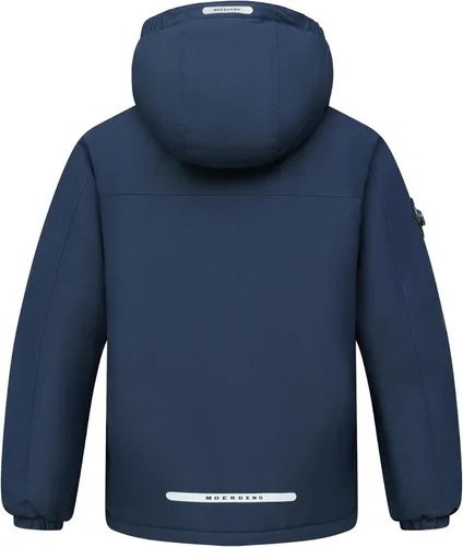 Vista 3 de MOERDENG Chaqueta de esquí para niños, impermeable, abrigo de invierno para niños y niñas, chaquetas de snowboard con capucha desmontable