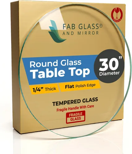 Vista 38 de Fab Glass - Mesa redonda de cristal de 48 in, grosor de 3/4 in, cristal pulido plano templado, Vidrio, Transparente
