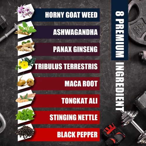 Vista 4 de BMVINVOL Horny Goat Weed for Men - Suplemento extra fuerte con maca, ginseng, Tribulus Terrestris, Ashwagandha - 90 cápsulas