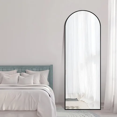 Vista 3 de Delma Espejo de pie de longitud completa, 65 x 22 pulgadas, espejo grande de piso con marco arqueado para puerta, dormitorio, baño, sala de estar