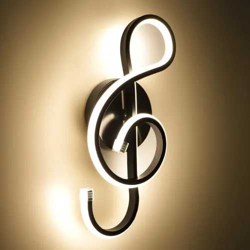 XEYOU Lámpara de pared moderna de 22 W, lámpara de pared LED creativa para interiores, símbolo musical, decoración artística, lámpara de pared para