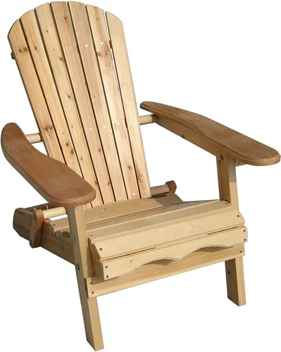 Silla Adirondack plegable de madera, al aire libre, jardín, césped, tumbona, natural, MPG-ACE010KIT de Merry Garden