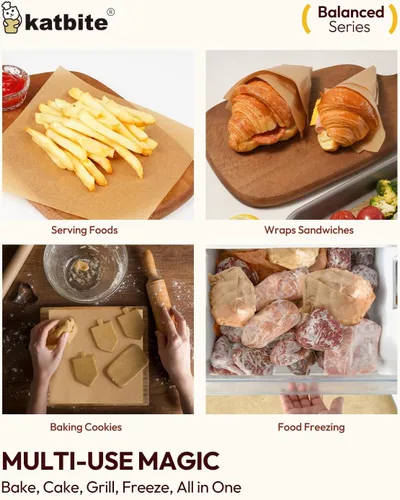 Vista 8 de Katbite 200 piezas de papel pergamino, papel de hornear sin blanquear de 8 x 8 pulgadas, resistente al aceite y fácil de limpiar, hojas de papel