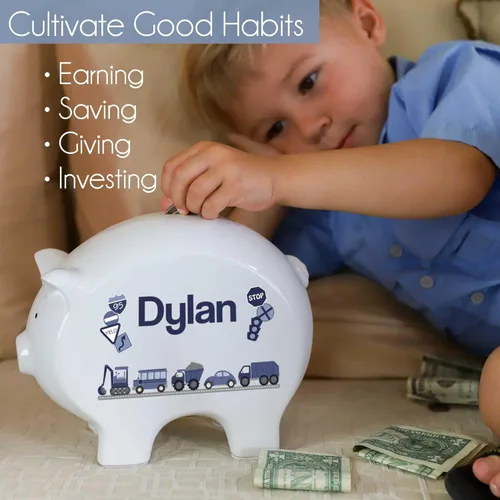 Vista 7 de Personalized Lavender Elephant Piggy Bank for Babies Nursery