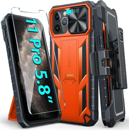 Vista 12 de FNTCASE for iPhone 11-Pro Phone Case: Military Grade Drop Proof Mobile Cover with Kickstand & Slide Rugged Shockproof Bumper Heavy Duty Protector