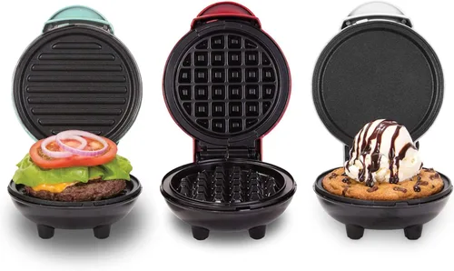Vista 6 de DASH Mini máquina para hacer gofres + plancha, paquete de 2 planchas + plancha para gofres, color aguamarina