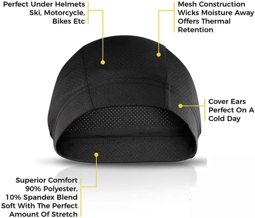 Vista 2 de TOPLOR Gorro de calavera que absorbe la humedad, forro de casco, gorro para correr para hombre, para motocicleta, ciclismo, transpirable, banda
