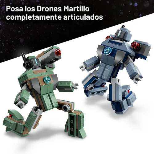 Vista 3 de LEGO Marvel Iron Man & War Machine vs. Hammer Drones Juguete de construcción – Juego de simulación con 2 minifiguras de juguete – Bloques