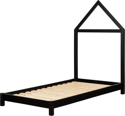 Vista 13 de South Shore Sweedi - Cama con cabecera de marco de casa, tamaño individual, color blanco puro