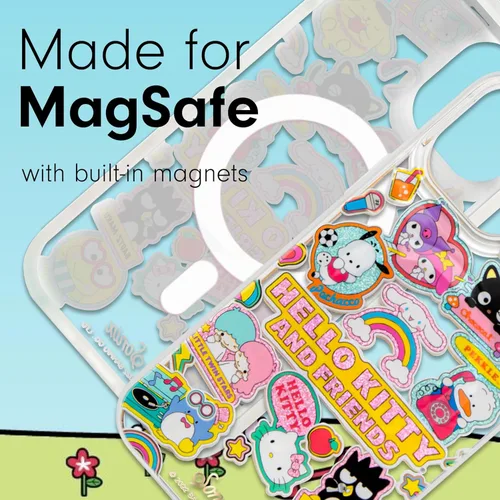 Vista 5 de Sonix x Sanrio - Funda + pulsera adhesiva para teléfono con cuentas (Hello Kitty Rosa) para iPhone 15, 14, 13 Calcomanías de Hello Kitty y sus