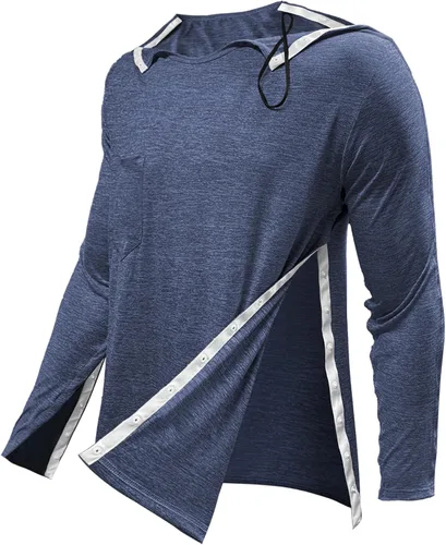 Camisas para cirugía posterior al hombro para hombres, camisa de manga larga para mujer, ropa adaptativa para quimioterapia y diálisis