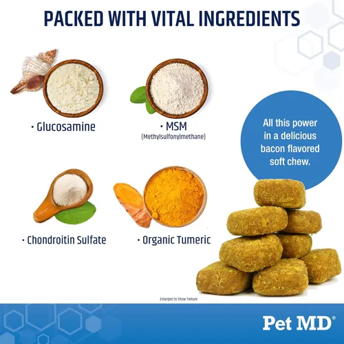 Vista 3 de Pet MD Masticables avanzados de cadera + articulaciones y pestañas caninas más multivitaminas avanzadas