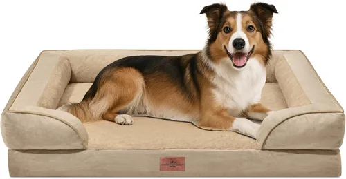 Vista 226 de Comfort Expression - Cama ortopédica para perros medianos de 30x20 pulgadas, cama impermeable de espuma de huevera para mascotas medianas