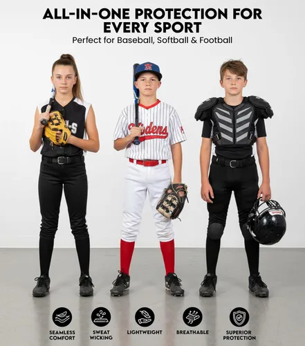 Vista 6 de Exxact Sports Protector de pecho de béisbol y sóftbol juvenil, protector de esternón acolchado para niñas