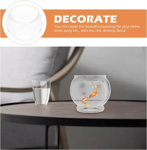 Vista 7 de Ipetboom Cuenco de peces de plástico para acuario, 7.1x6.3 in tanque de peces transparente para decoración de escritorio de peces Betta Fish Tank
