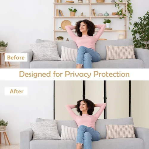 Vista 9 de GOFLAME Divisor de habitación plegable de 6 paneles, pantalla de privacidad enrollable de 6 pies con ruedas bloqueables, pantalla de partición