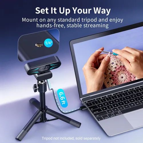 Vista 9 de EMEET C60E Cámara web de 4K de doble cámara para transmisión, cámaras de gran angular y telefoto, zoom híbrido máximo de 11X