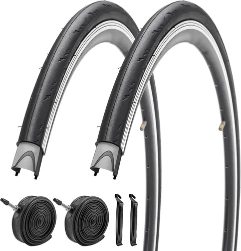 Vista 11 de Paquete de 2 neumáticos de bicicleta de 700 x 23C/25C/28C/35C/38C Plus tubos interiores de bicicleta, válvula Presta de 48mm o válvula Schrader