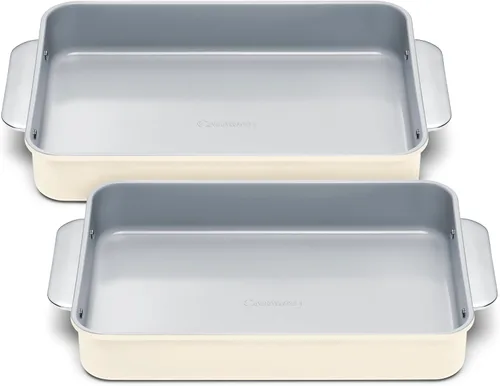 Vista 13 de Caraway Molde rectangular pequeño antiadherente de 9" x 6.5", no tóxico, sin PTFE ni PFOA, núcleo de acero aluminizado, bandeja para hornear