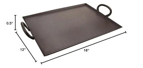 Vista 4 de G.E.T. SSTPD-1612-ANT - Bandeja otomana de metal resistente con asas, 16 x 12 pulgadas, bronce martillado