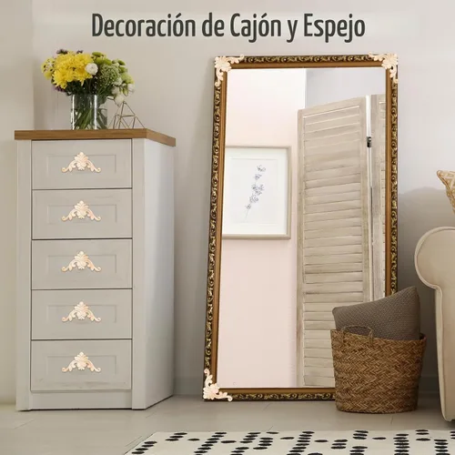 Vista 6 de 20 piezas de apliques de madera en esquina incrustación decorativo DIY