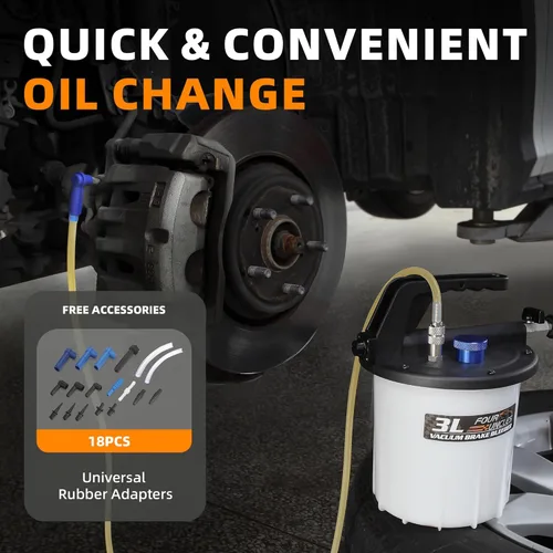 Vista 6 de FOUR UNCLES Kit de bomba de vacío de purga de frenos de 2 litros, extractor neumático de líquido de frenos con botella de recarga de 1 litro