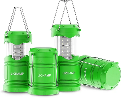Vista 11 de Lichamp Paquete de 4 linternas LED para acampar, luces de campamento con pilas, linterna plegable LED, kit de suministros de emergencia portátiles