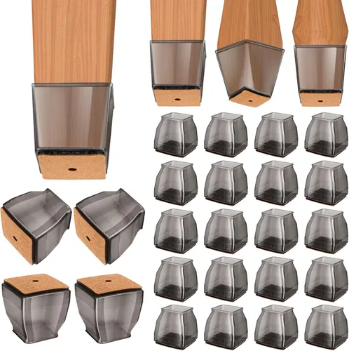Vista 23 de BALEINE Paquete de 32 protectores de silicona para patas de silla, tapas protectoras de patas de taburete, tapas antideslizantes para patas de silla