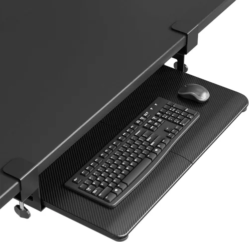 Vista 15 de BONTEC KMT01 - Bandeja para teclado debajo del escritorio, extraíble con abrazadera en C, plataforma para teclado y ratón con cajón deslizable
