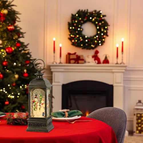 Vista 5 de GenSwin Globos de nieve de Navidad con música, cable recargable USB y temporizador, decoración de faroles de Navidad para interiores, 1 caja