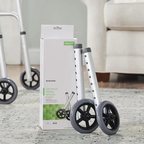 Vista 8 de McKesson Ruedas Universales para Andador, Ajustables, Ruedas Giratorias de 5 Pulgadas, 1 Par