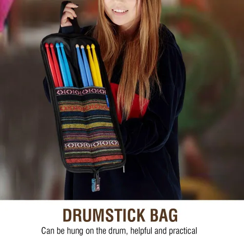 Vista 3 de Estuche de transporte para baquetas, bolsa colgante portátil, accesorios de percusión exótica, bolsa de transporte con asa, accesorios de tambor