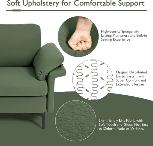 Vista 194 de Giantex Sofá modular de 3 asientos, 100.5 pulgadas de largo convertible con puerto USB y tomacorriente, cojín para reposabrazos, sofá modular